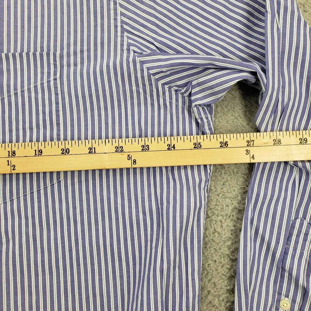 Banana Republic Shirt Mens XL 17-17‎ 1/2 Purple Striped Button Up Long Sleeve